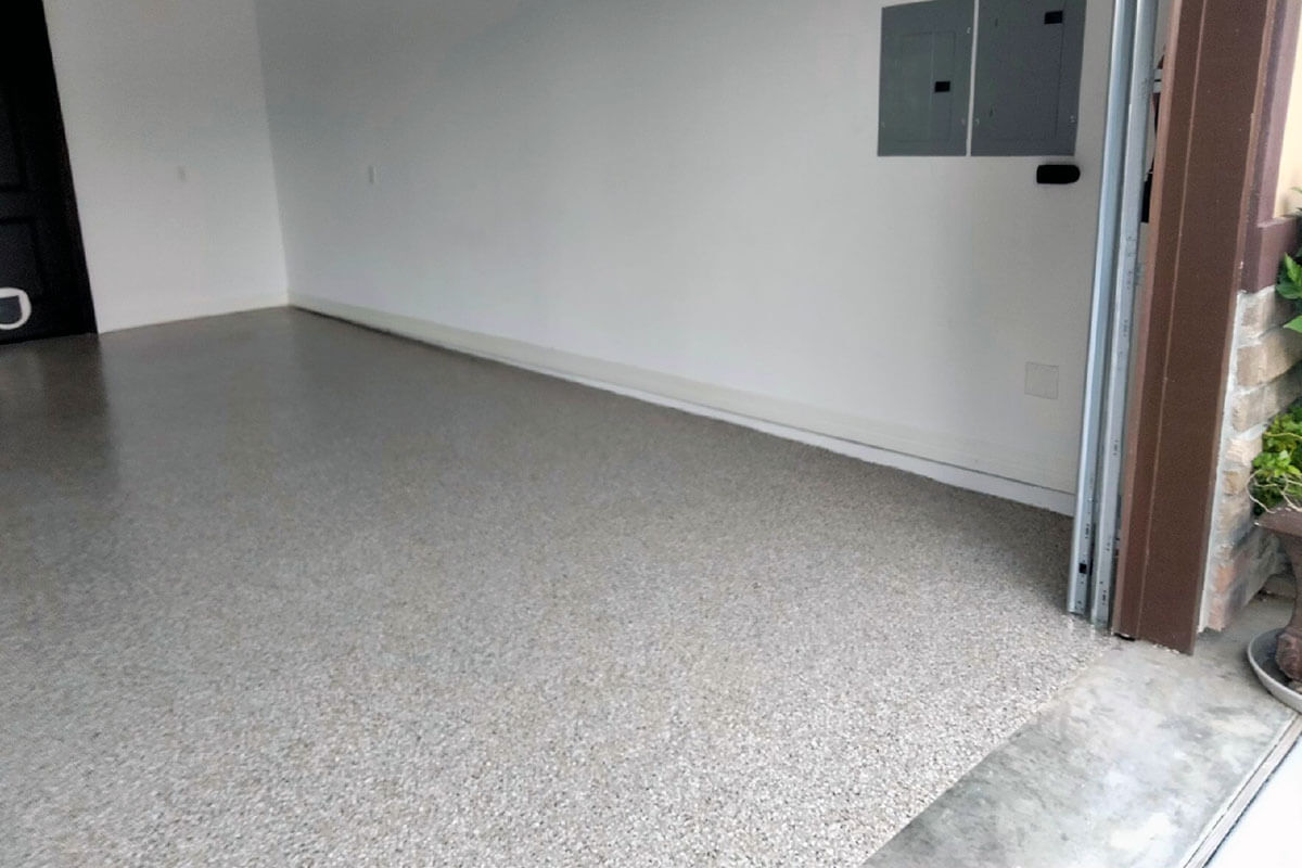 A garage floor project after coating