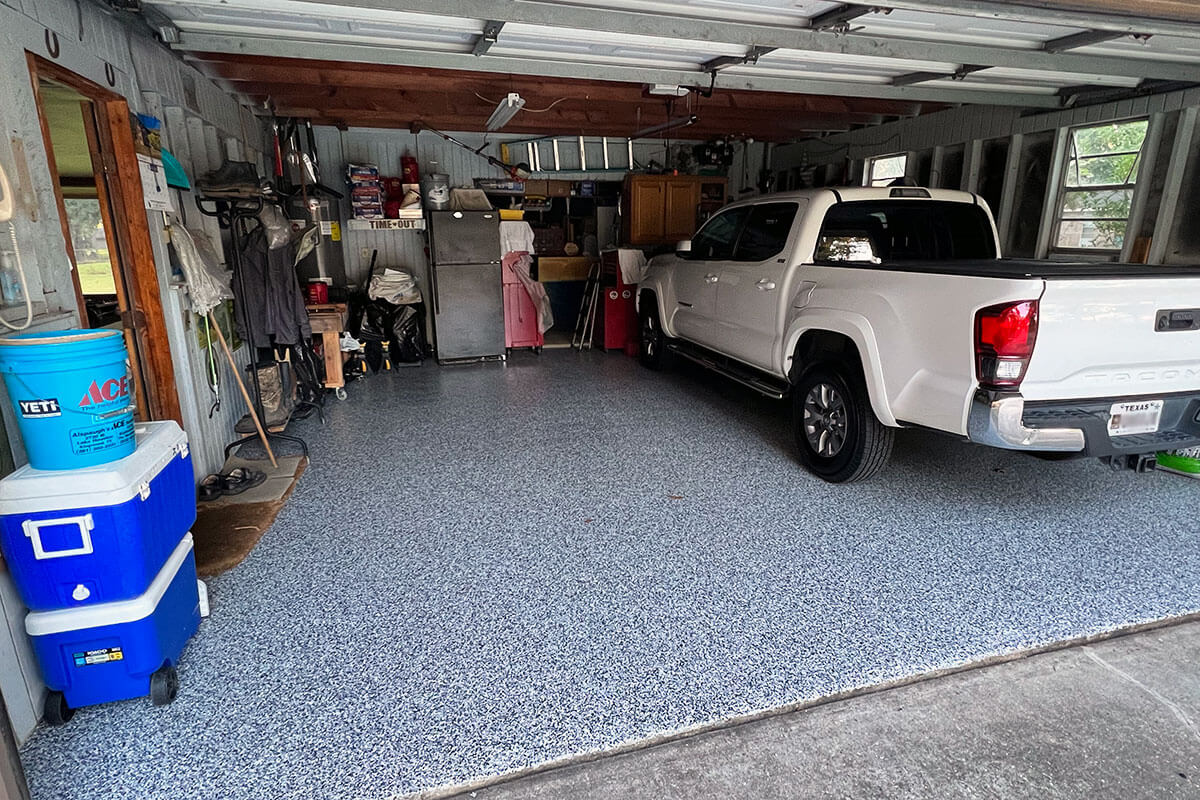 Garage floor coating project after completion