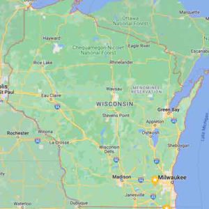 A map showing the state of Wisconsin