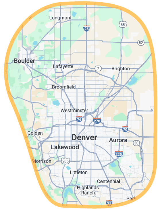 We serve the Denver Metro area including Boulder, Longmont, Aurora, Highlands Ranch, Morrison and Golden.